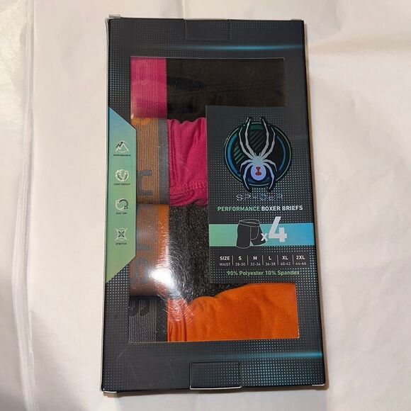 Spyder M Performance Boxer Briefs Polyester Spandex Lightweight Pack of 4 - Picture 3 of 9
